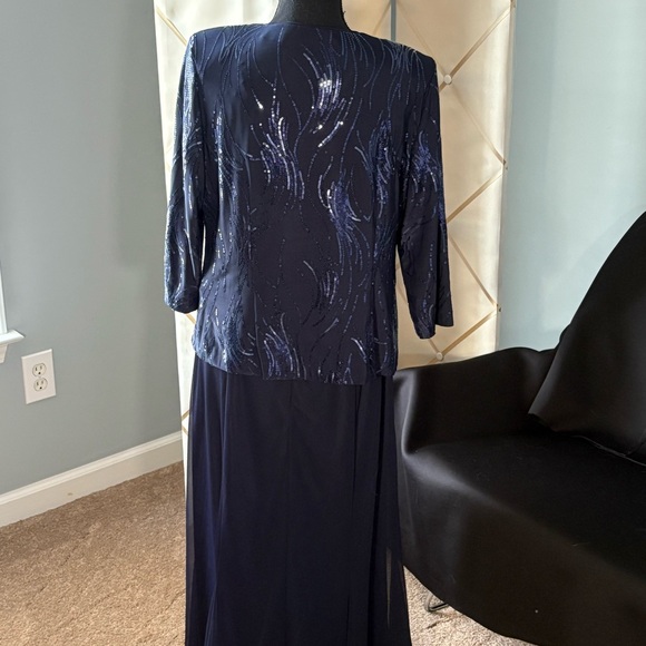 Alex Evenings Sequined A Line Midi Dress With Jacket SZ 12 - Picture 9 of 14